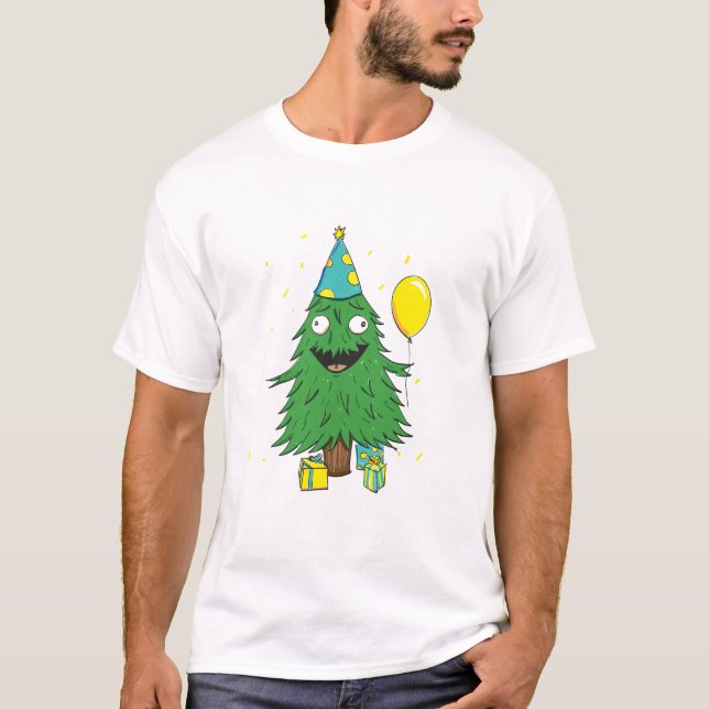 Christmas Birthday Tree T-Shirt (Front)