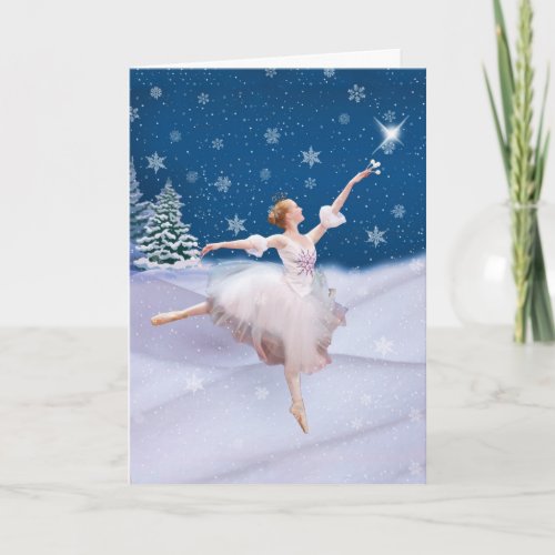 Christmas Birthday with Ballerina in Snow Holiday Card