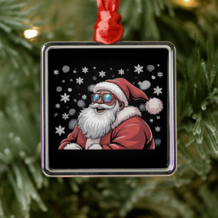 Christmas Black African American Santa Xmas Metal Ornament