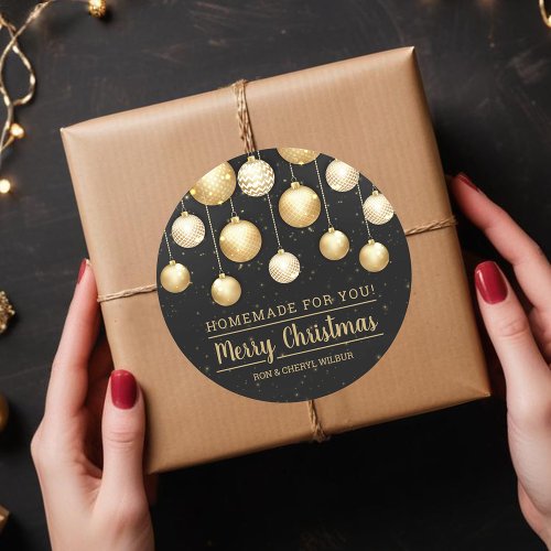 Christmas Black and Gold Homemade For You Classic Round Sticker
