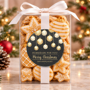 Christmas Black and Gold Homemade For You Classic Round Sticker
