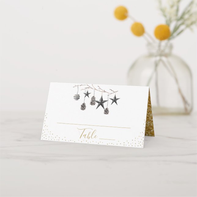 Christmas Black and gold modern Place Card (Front)