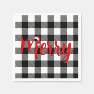Christmas Black and White Buffalo Plaid Napkins