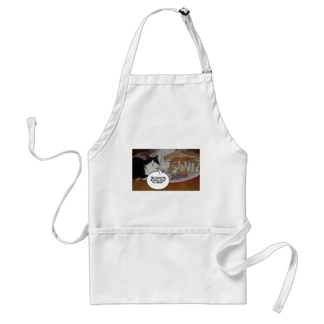 Christmas Black and White Cat Humor Adult Apron (Front)