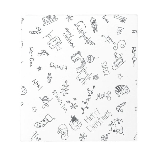 christmas black and white fun doodle notepad (Front)