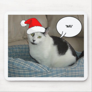 Christmas Black and White Kitten Mouse Pad