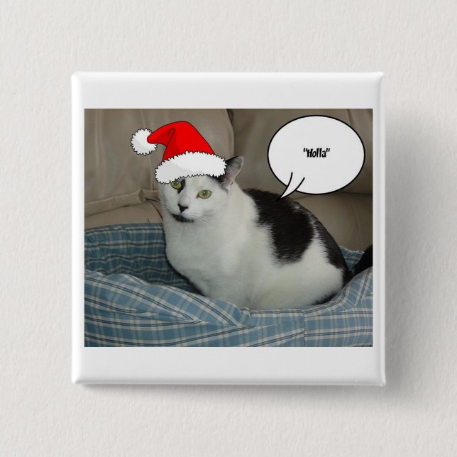 Christmas Black and White Kitten Pinback Button (Front)