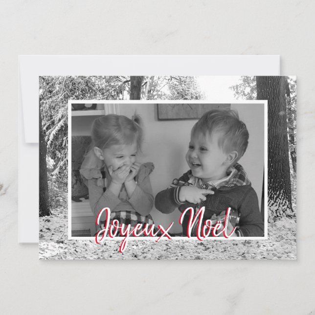 Christmas black and white Photo Card Joyeux Noël (Front)