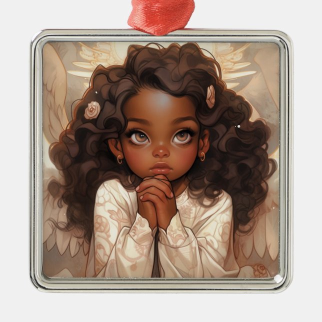 Christmas Black Angel Elegance Metal Ornament (Front)