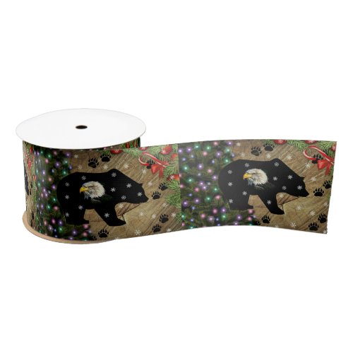 Christmas Black Bear Bald Eagle Spirit Satin Ribbon