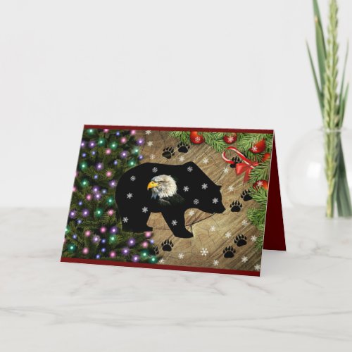 Christmas Black Bear Bald Eagle Spirit Wilderness Holiday Card