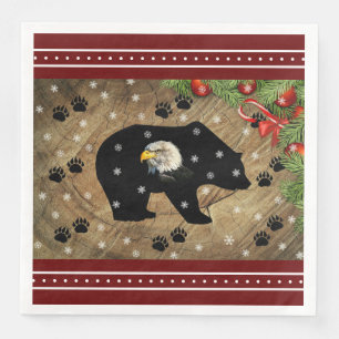 Christmas Black Bear Bald Eagle Wilderness Paper Dinner Napkins