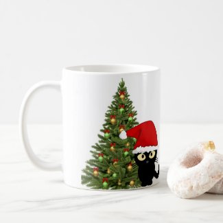 Christmas Black Cat Coffee Mug