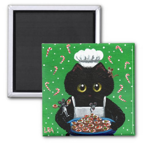 Christmas Black Cat Funny Creationarts Magnet