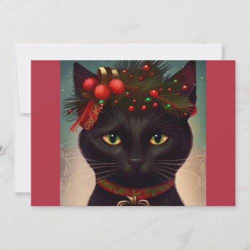 Christmas black cat gift T_Shirt Holiday Card