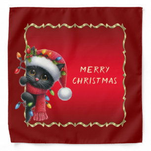 Christmas Black Cat Holiday Bandana