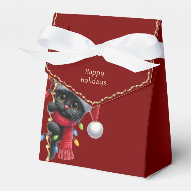 Christmas Black Cat Holiday Gift Box (Front Side)