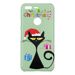 Christmas Black Cat iPhone Case – Light Green