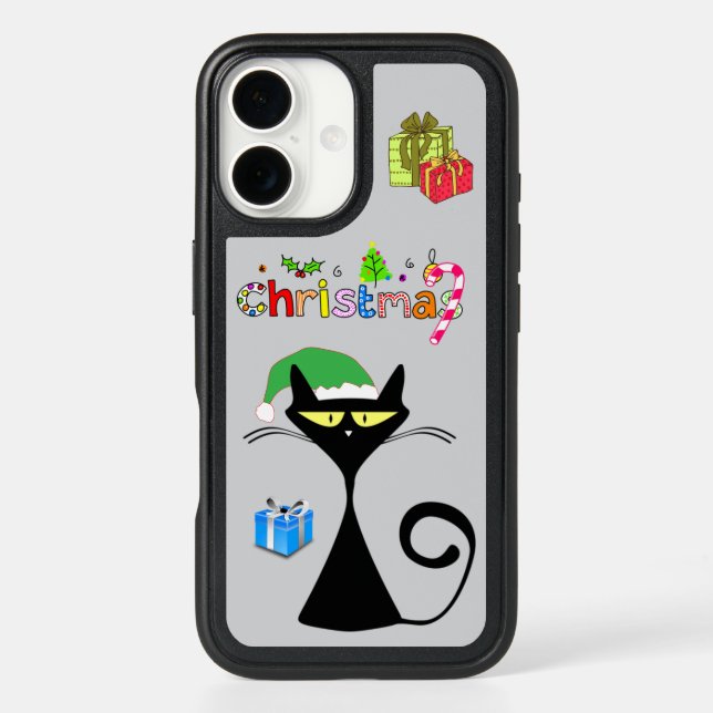 Christmas Black Cat OtterBox Case – Light Gray (Back)