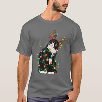 Christmas Black Cat Reindeer Antlers Catmas Women T-Shirt