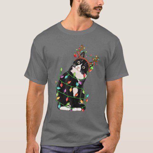 Christmas Black Cat Reindeer Antlers Catmas Women T_Shirt