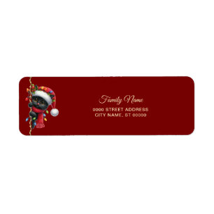 Christmas Black Cat Return Address Lab Lab Label