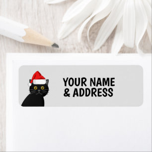 CHRISTMAS BLACK CAT RETURN ADDRESS LABELS