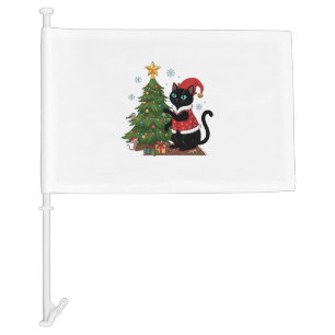 Christmas Black Cat Santa Hat Tree Mouse Car Flag