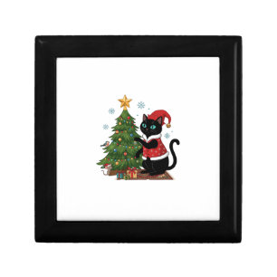 Christmas Black Cat Santa Hat Tree Mouse Gift Box