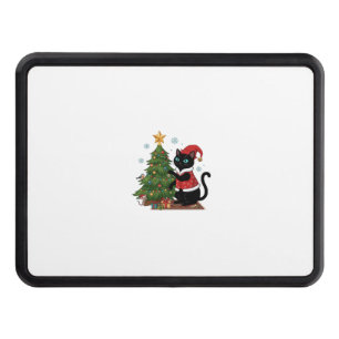 Christmas Black Cat Santa Hat Tree Mouse Hitch Cover