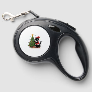 Christmas Black Cat Santa Hat Tree Mouse Retractable Pet Leash