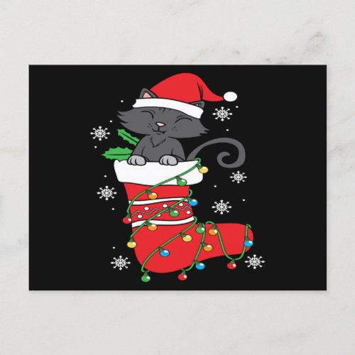 Christmas Black Cat Stockings Holiday Cool Gift Postcard