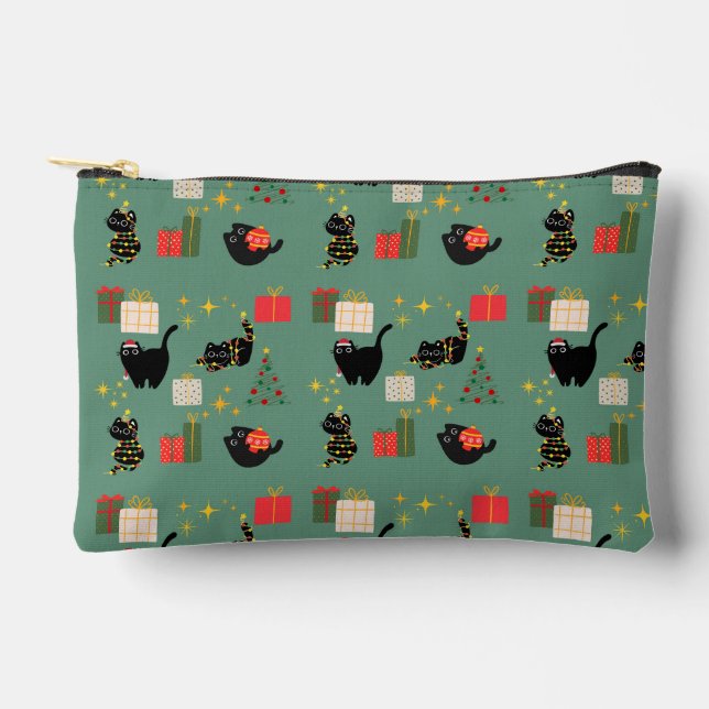 Christmas Black Cats Accessory Pouch (Front)
