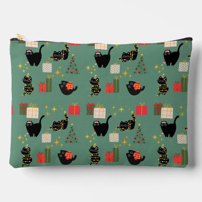Christmas Black Cats Accessory Pouch (Front)