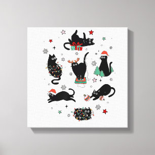 Christmas Black Cats Canvas Print