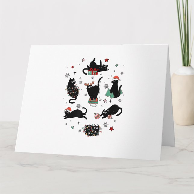 Christmas Black Cats Card (Front)