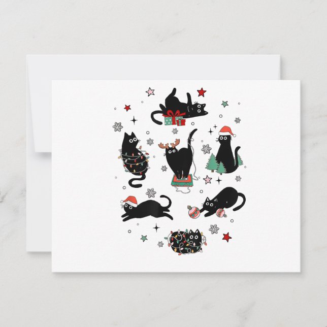 Christmas Black Cats Holiday Card (Front)