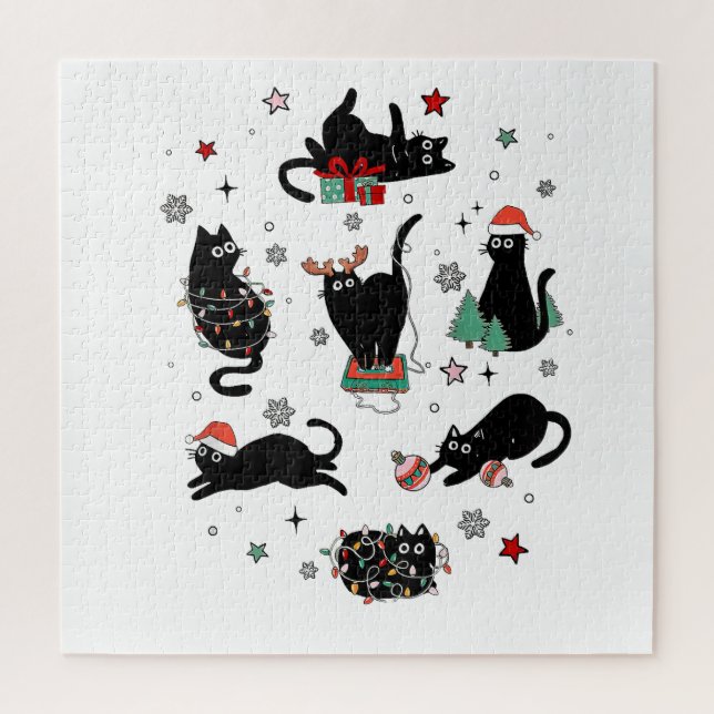 Christmas Black Cats Jigsaw Puzzle (Vertical)