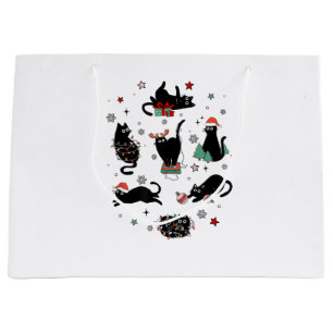 Christmas Black Cats Large Gift Bag