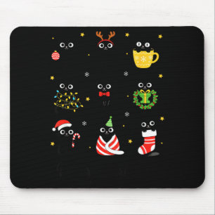 Christmas Black Cats Merry Christmas Cute Holiday  Mouse Pad