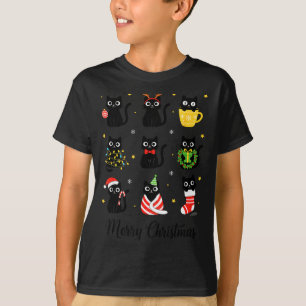 Christmas Black Cats Merry Christmas Cute Holiday  T-Shirt