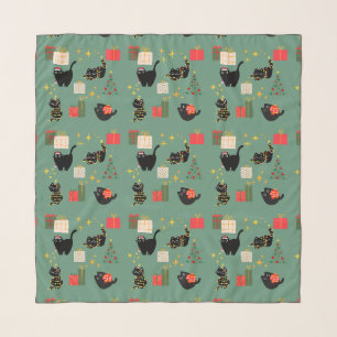 Christmas Black Cats Scarf
