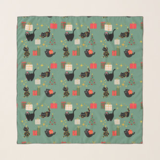 Christmas Black Cats Scarf