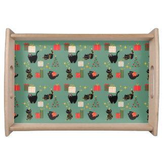 Christmas Black Cats Serving Tray