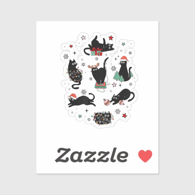 Christmas Black Cats Sticker (Sheet)