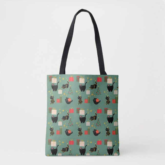 Christmas Black Cats Tote Bag (Front)
