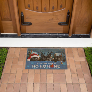 Christmas Black Cats Welcome Fiber Doormat