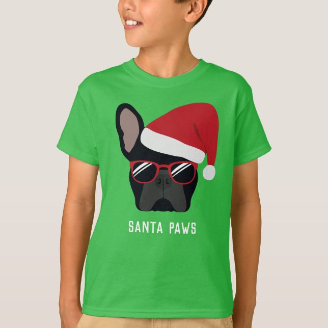 Christmas Black French Bulldog T-Shirt (Front)