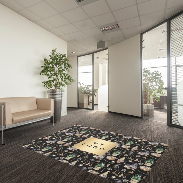Christmas black gnomes farmhouse business logo rug (Creator Uploaded)