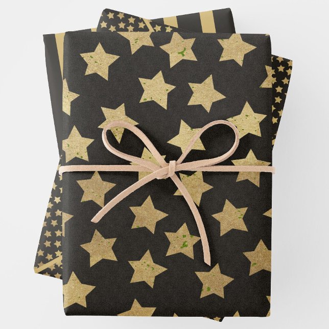 Christmas Black & Gold 3 Wrapping Paper Sheets (Creator Uploaded)